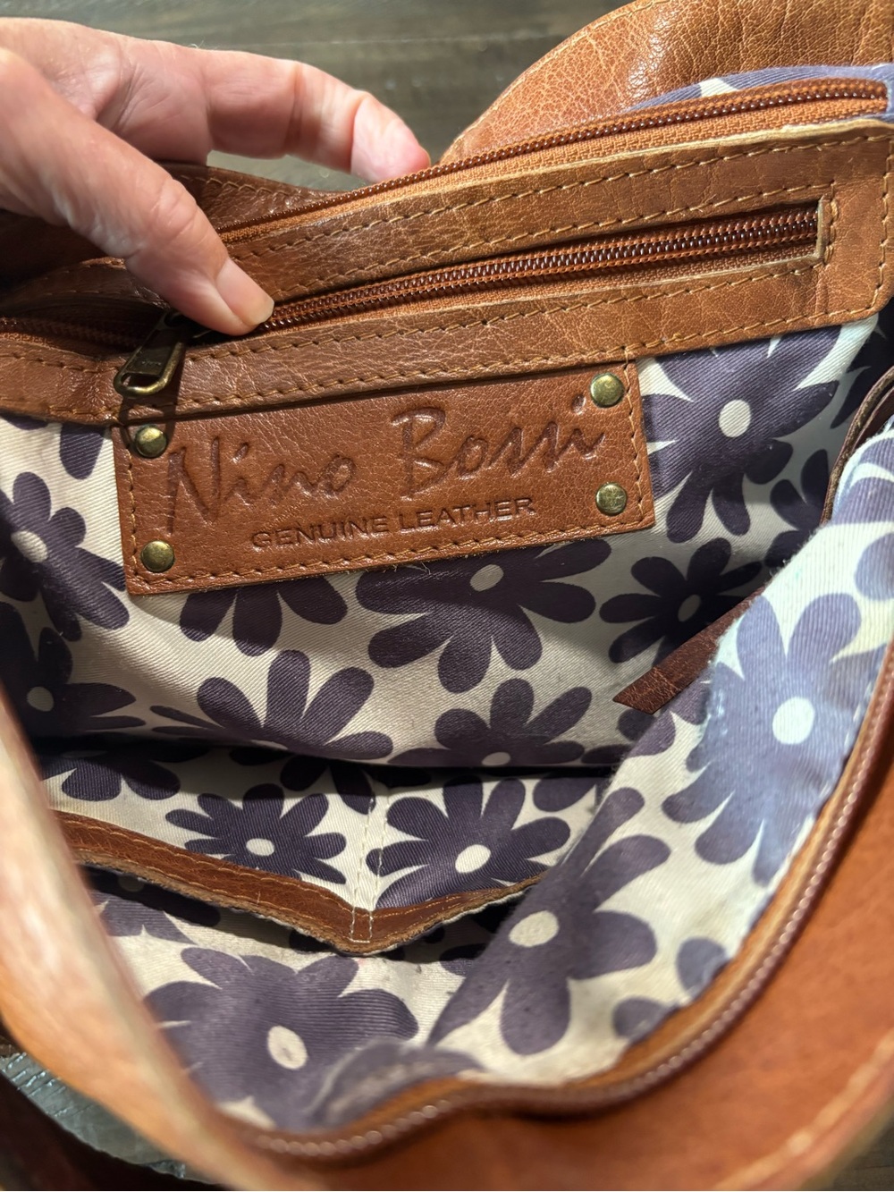 Nino BOSSI Cognac Brown Leather Shoulder Bag - Picture 4 of 9